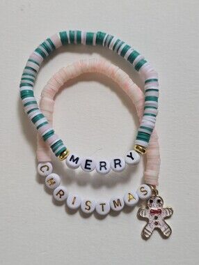 Merry Christmas Beaded Bracelet Set